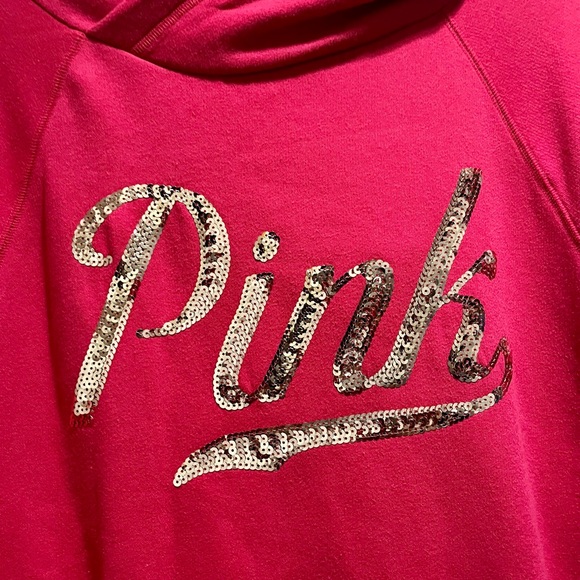Pink VS sweatshirt/ pullover with gold sequins and hoodie - Picture 3 of 11